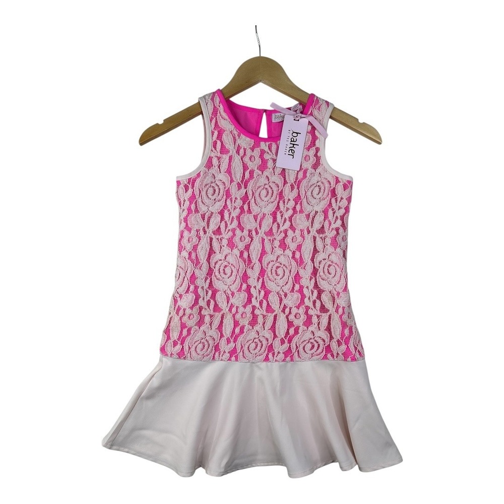 Baker by Ted Baker Girls Peony Lace Floral Sleeveless Dress‎ size 8 Pink/White